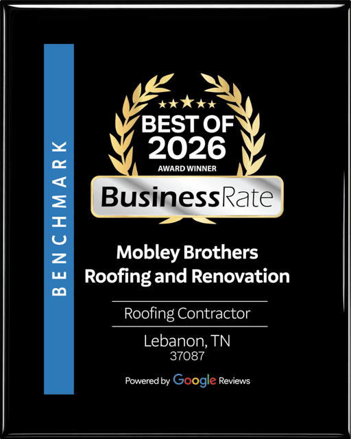BusinessRate Best of 2026 roofing contractor award, Lebanon TN